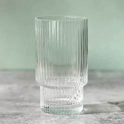 Kirklands Home Linear Ribbed Highball Glass Clear Best