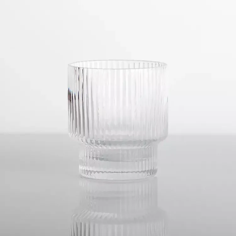 Kirklands Home Linear Ribbed Short Glass Clear Best
