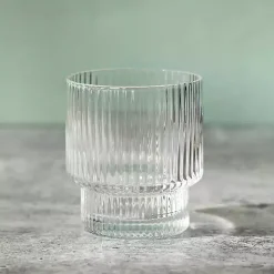 Kirklands Home Linear Ribbed Short Glass Clear Best