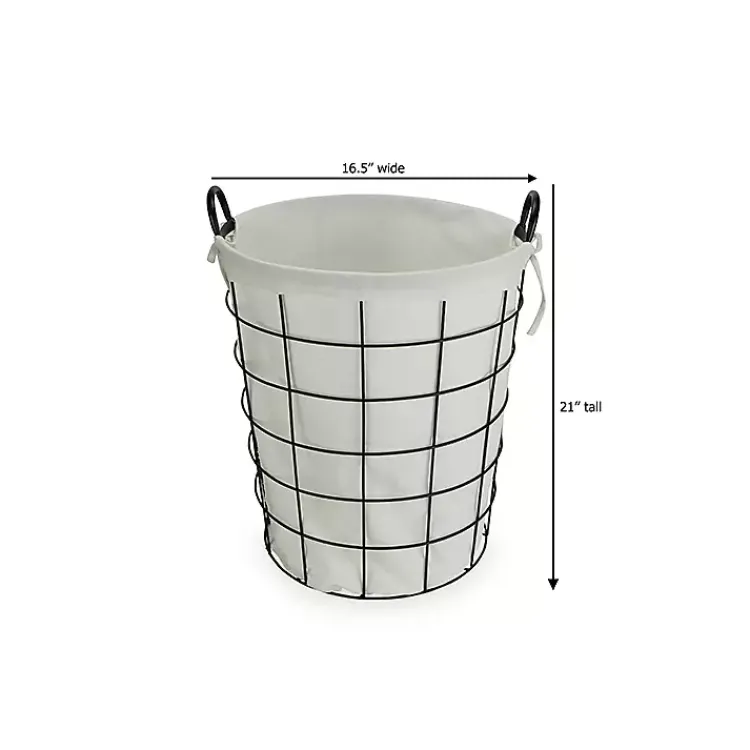 Baskets & Boxes>Kirklands Home Lined Wire Basket with Handles