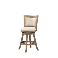 Kirklands Home Linen and Driftwood Nailhead Swivel Counter Stool Ivory Sale