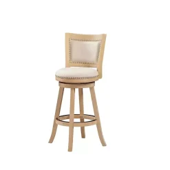 Kirklands Home Linen and Driftwood Nailhead Swivel Bar Stool Brown Sale