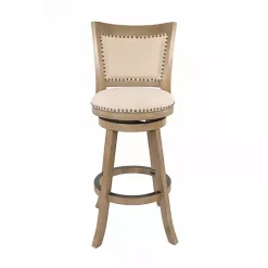 Kirklands Home Linen and Driftwood Nailhead Swivel Bar Stool Brown Sale