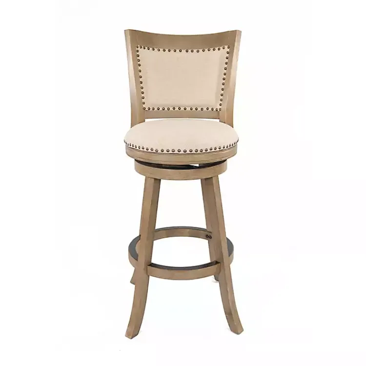 Kirklands Home Linen and Driftwood Nailhead Swivel Bar Stool Brown Sale
