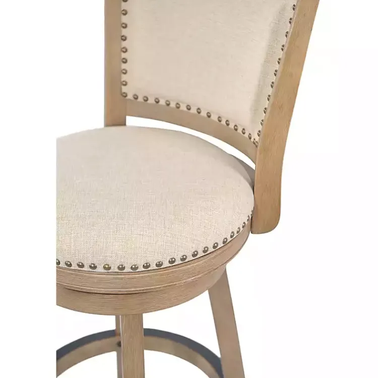 Kirklands Home Linen and Driftwood Nailhead Swivel Bar Stool Brown Sale