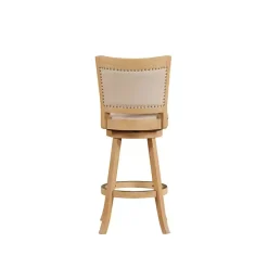 Kirklands Home Linen and Wood Nailhead Swivel Bar Stool Tan Clearance