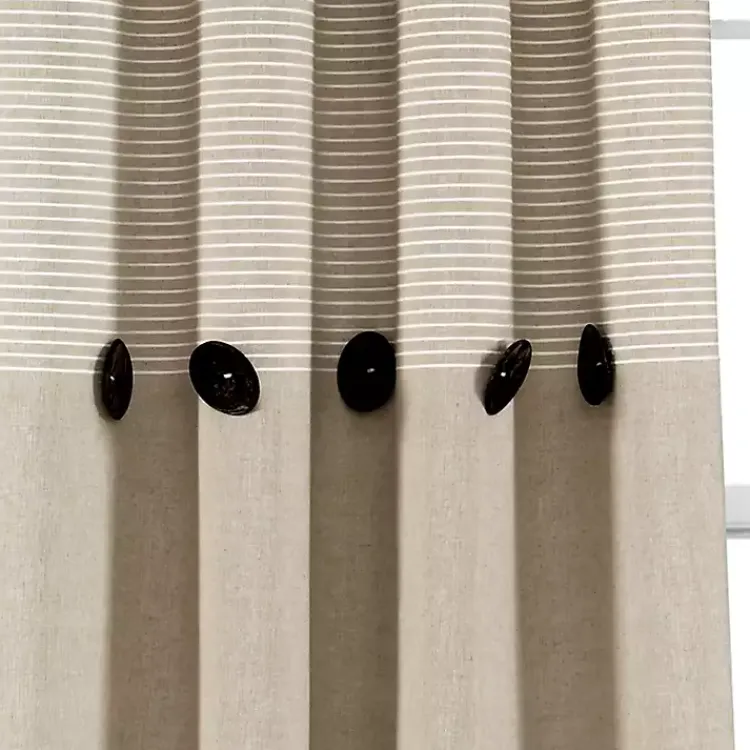 Kirklands Home Linen Button and Stripe Curtain Panel Set, 84 in. Outlet