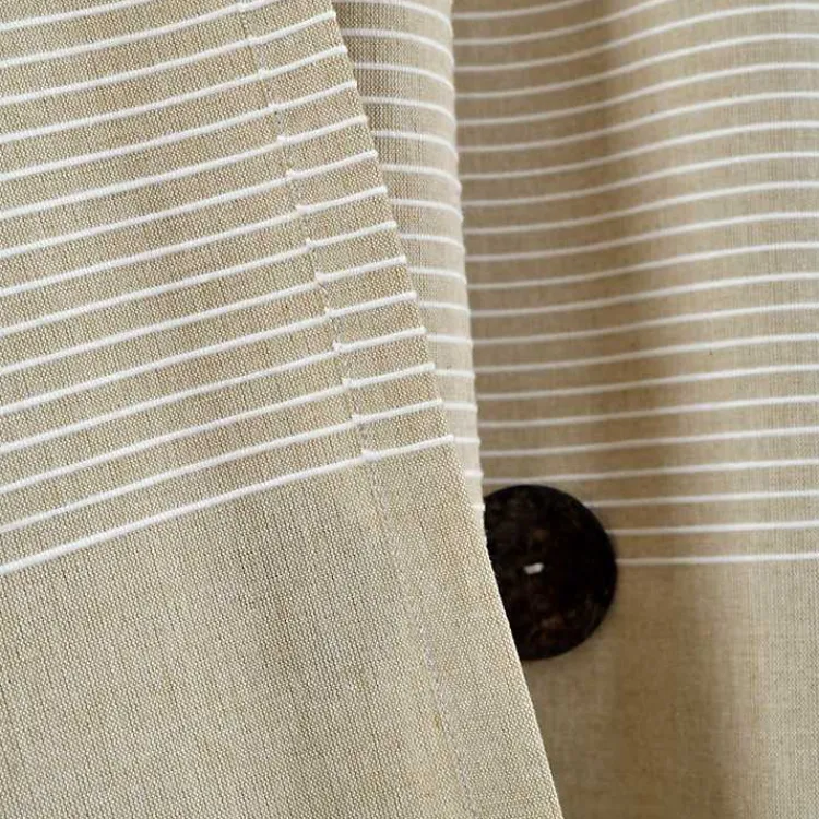 Kirklands Home Linen Button and Stripe Curtain Panel Set, 84 in. Outlet