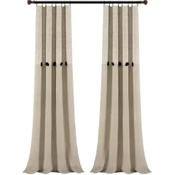Kirklands Home Linen Button and Stripe Curtain Panel Set, 84 in. Outlet