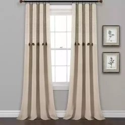 Kirklands Home Linen Button and Stripe Curtain Panel Set, 95 in. Discount