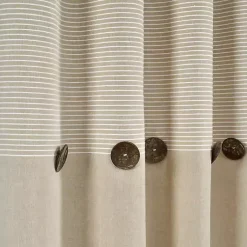 Kirklands Home Linen Button and Stripe Curtain Panel Set, 95 in. Discount