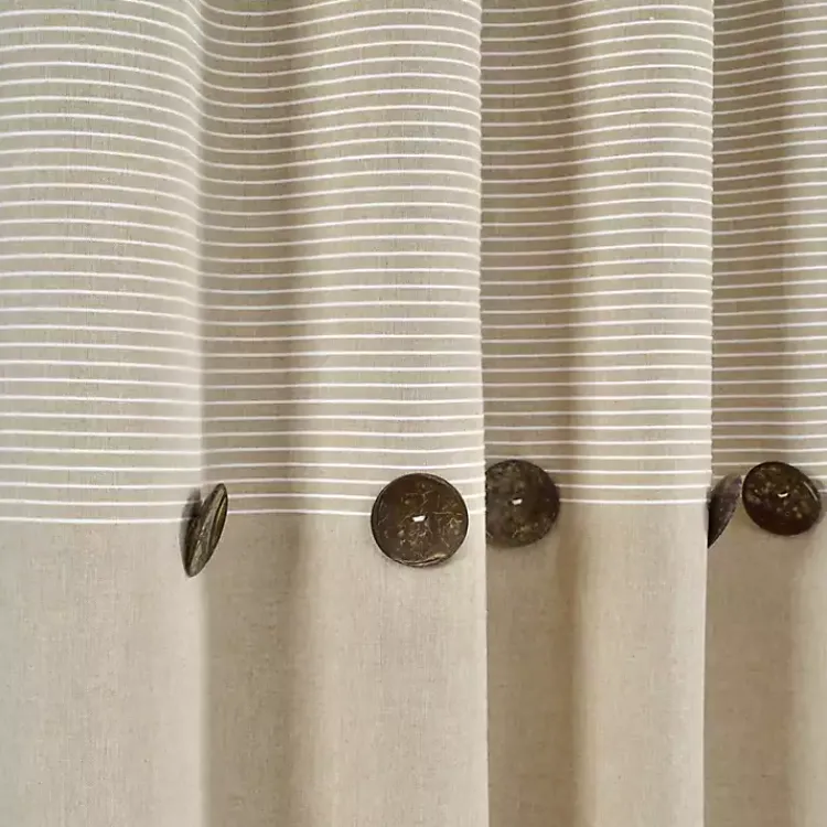 Kirklands Home Linen Button and Stripe Curtain Panel Set, 95 in. Discount