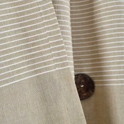 Kirklands Home Linen Button and Stripe Curtain Panel Set, 95 in. Discount