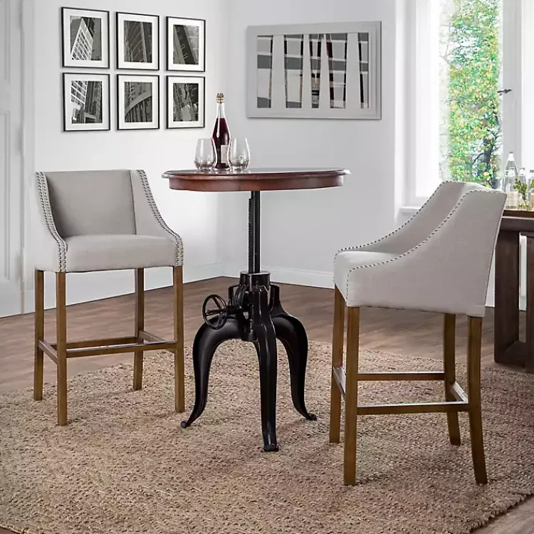 Kirklands Home Linen Castaic Barstool Tan New