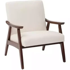Kirklands Home Linen Mid-Century Desmond Accent Chair White Sale