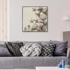 Kirklands Home Linen Shell Collection Framed Canvas Art Print Tan Online