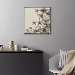 Kirklands Home Linen Shell Collection Framed Canvas Art Print Tan Online