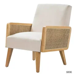 Kirklands Home Linen Upholstered Accent Chair Ivory Best