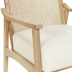Kirklands Home Linen Wash Cane Back Alina Armchair Ivory New