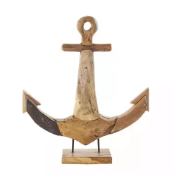 Statues & Figurines>Kirklands Home Live Edge Teak Wood Anchor Statue Brown