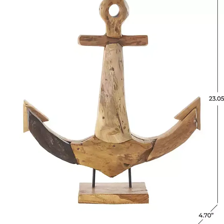 Statues & Figurines>Kirklands Home Live Edge Teak Wood Anchor Statue Brown