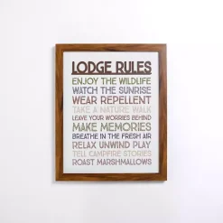 Kirklands Home Lodge Rules Framed Wall Plaque