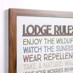 Kirklands Home Lodge Rules Framed Wall Plaque