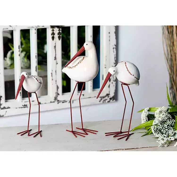 Statues & Figurines>Kirklands Home Long Beak Stoneware Bird Figurines, Set of 3 White