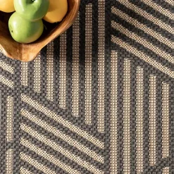 Kirklands Home Lori Dark Gray Modern Geometric Outdoor Rug, 5x8 Outlet