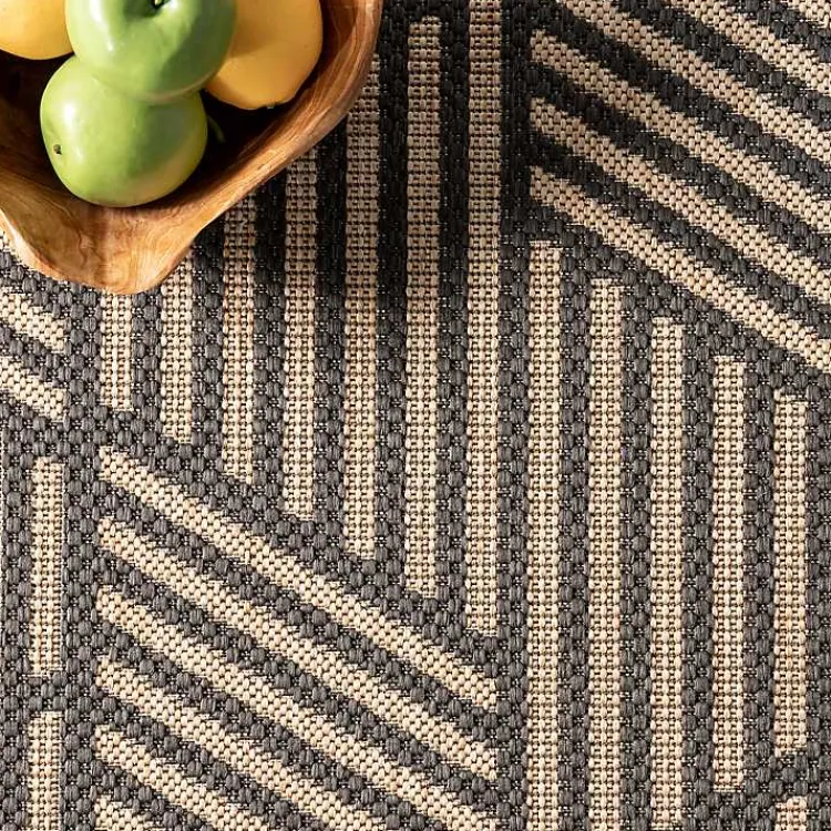 Kirklands Home Lori Dark Gray Modern Geometric Outdoor Rug, 8x10