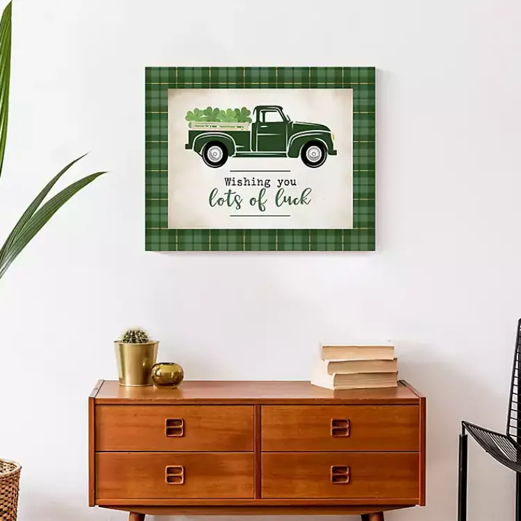 St Patricks Day Decorations>Kirklands Home Lots of Luck Truck Canvas Wall Plaque