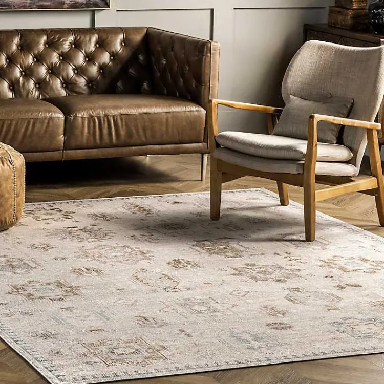 Kirklands Home Lottie Cream Vintage Washable Area Rug, 8x10 Ivory Outlet