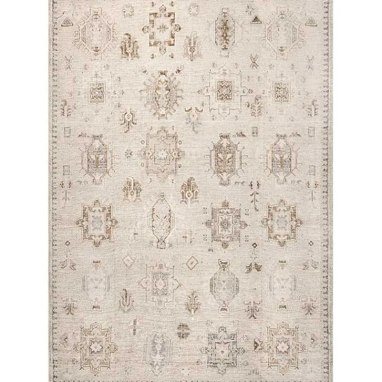 Kirklands Home Lottie Cream Vintage Washable Area Rug, 6x9 Ivory Best