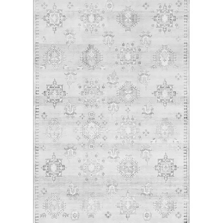 Kirklands Home Lottie Vintage Washable Area Rug, 5x8 Gray Discount