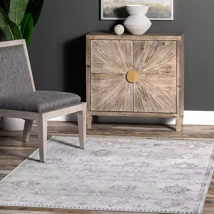 Kirklands Home Lottie Vintage Washable Area Rug, 8x10 Gray Clearance
