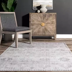 Kirklands Home Lottie Vintage Washable Area Rug, 8x10 Gray Clearance
