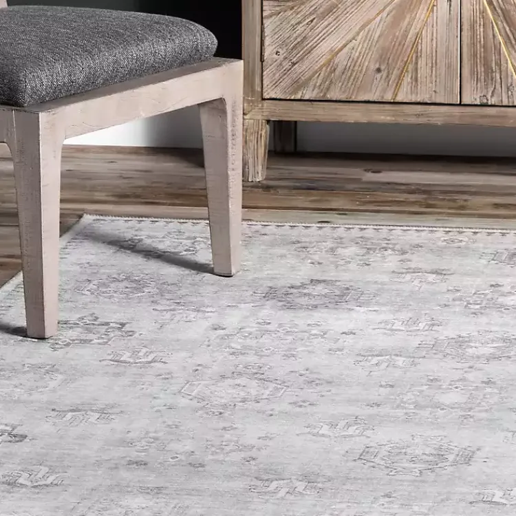 Kirklands Home Lottie Vintage Washable Area Rug, 8x10 Gray Clearance