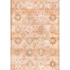 Kirklands Home Lottie Peach Vintage Washable Area Rug, 5x8 Orange Clearance