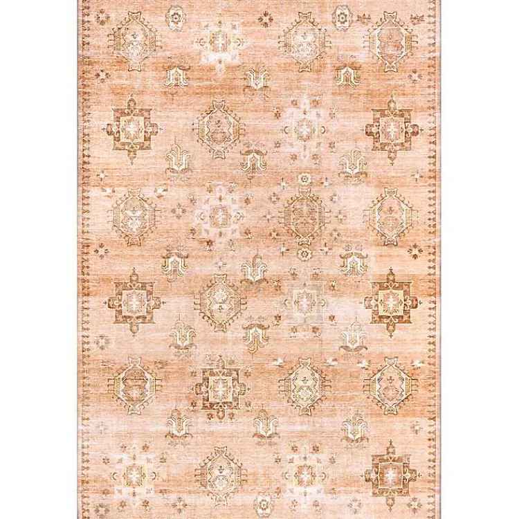 Kirklands Home Lottie Peach Vintage Washable Area Rug, 5x8 Orange Clearance