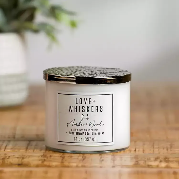 Candles>Kirklands Home Love + Whiskers ScentSilent 3-Wick Jar Candle White