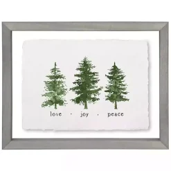 Christmas Art & Wall Decor>Kirklands Home Love Joy Peace Trees Wall Plaque
