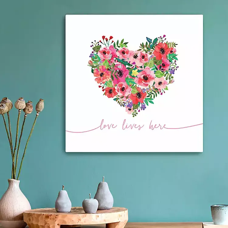 Valentines Day Decorations>Kirklands Home Love Lives Here Heart Valentine's Canvas Art Print