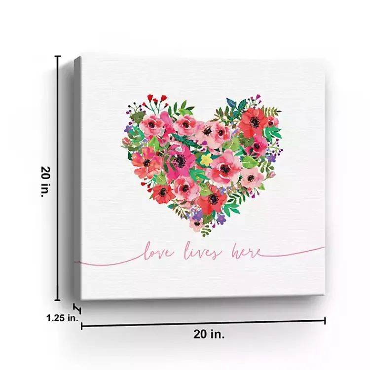 Valentines Day Decorations>Kirklands Home Love Lives Here Heart Valentine's Canvas Art Print