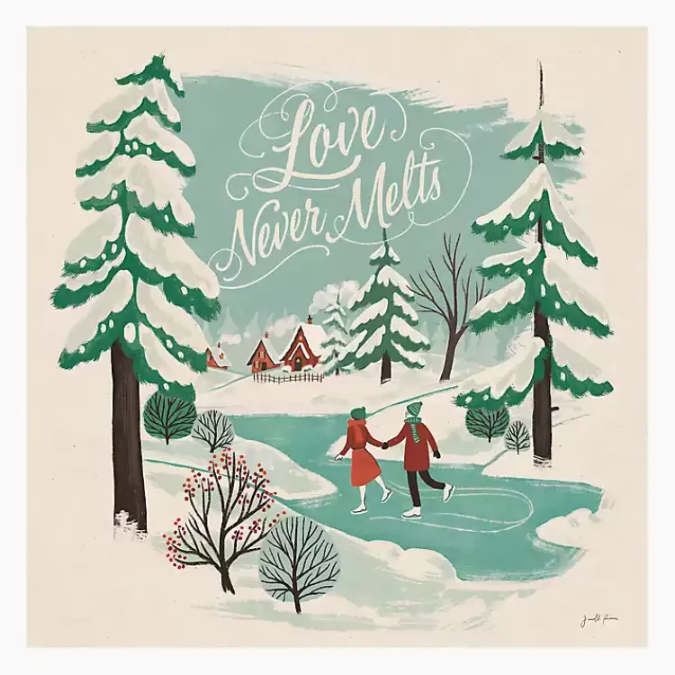 Christmas Art & Wall Decor>Kirklands Home Love Never Melts Canvas Art Print Blue