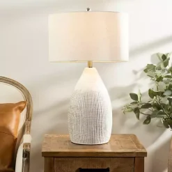 Kirklands Home Luca Cream Ceramic Table Lamp Ivory New