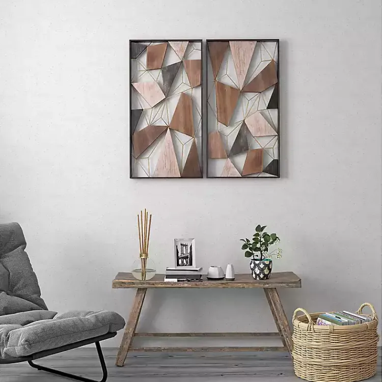 Kirklands Home Lucas Geometric Wall Plaques, Set of 2 Clearance