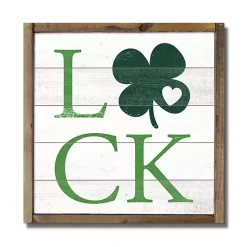 St Patricks Day Decorations>Kirklands Home Luck Clover Wood Framed Wall Plaque