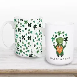 Kirklands Home Luck of the Irish Shamrocks Mugs, Set of 2 New