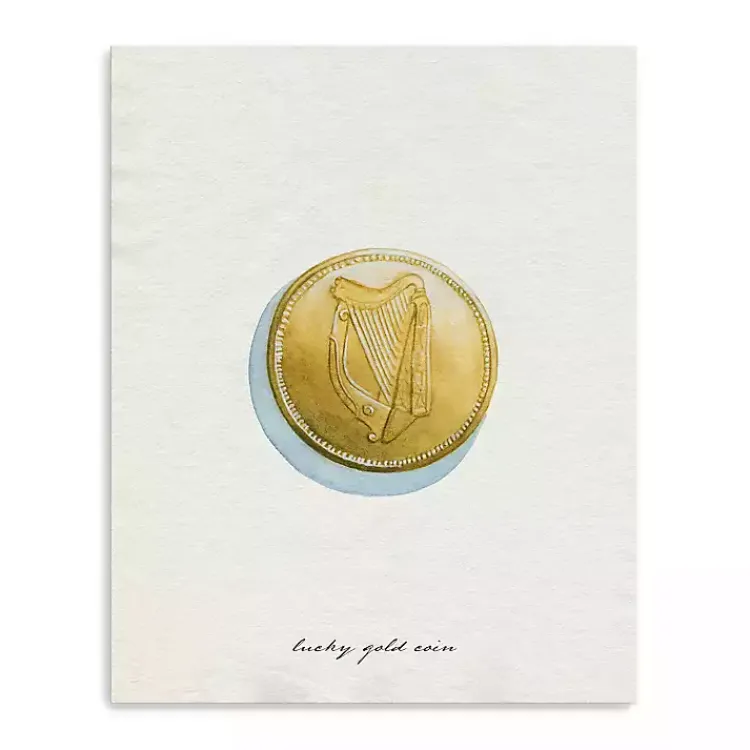 St Patricks Day Decorations>Kirklands Home Lucky Gold Coin Canvas Art Print