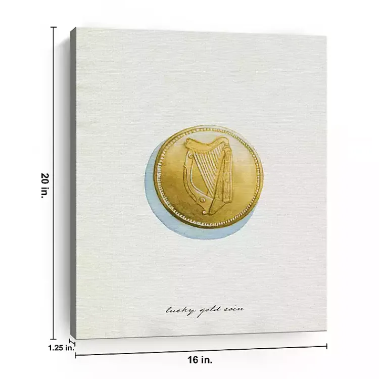 St Patricks Day Decorations>Kirklands Home Lucky Gold Coin Canvas Art Print